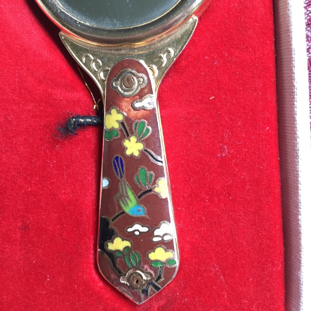 ⚜️ Vintage VANITY SET BOXED SET CLOISONNÉ MIRROR  EVC - Picture 5 of 14